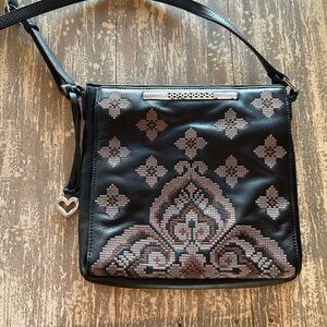 Brighton cross body organizer black with cross stitch design